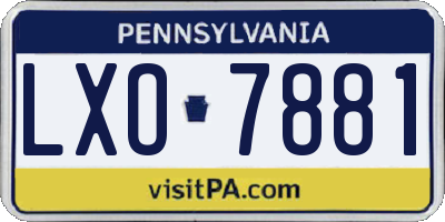 PA license plate LXO7881