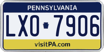 PA license plate LXO7906