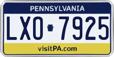 PA license plate LXO7925