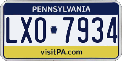 PA license plate LXO7934
