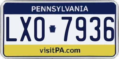 PA license plate LXO7936