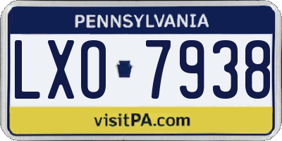 PA license plate LXO7938