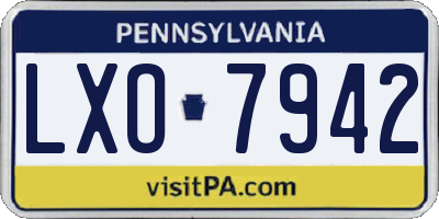 PA license plate LXO7942