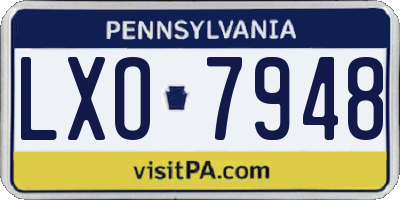 PA license plate LXO7948