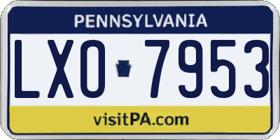 PA license plate LXO7953