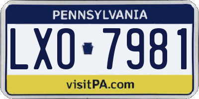 PA license plate LXO7981