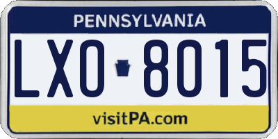 PA license plate LXO8015