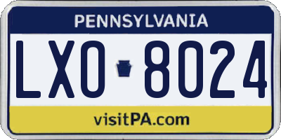 PA license plate LXO8024