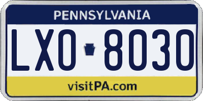 PA license plate LXO8030