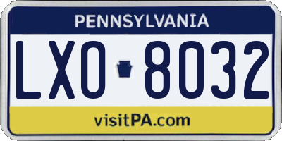 PA license plate LXO8032