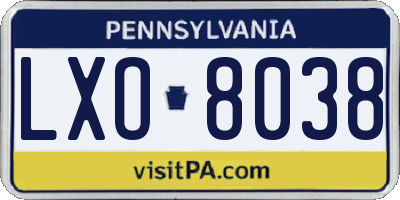 PA license plate LXO8038
