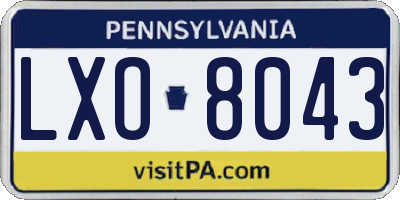 PA license plate LXO8043