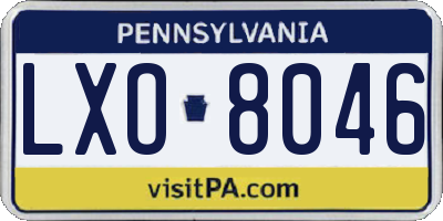 PA license plate LXO8046