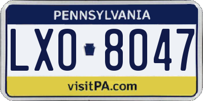 PA license plate LXO8047
