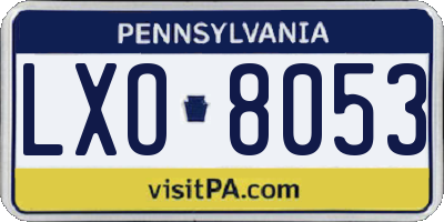 PA license plate LXO8053