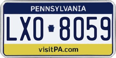 PA license plate LXO8059