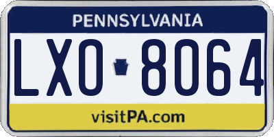 PA license plate LXO8064