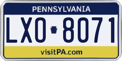 PA license plate LXO8071