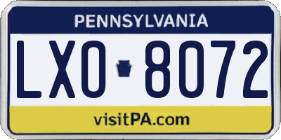 PA license plate LXO8072