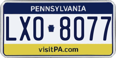 PA license plate LXO8077