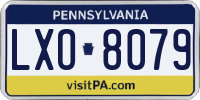 PA license plate LXO8079