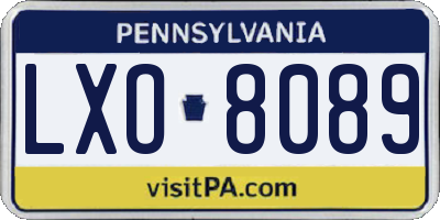 PA license plate LXO8089