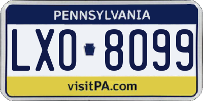 PA license plate LXO8099