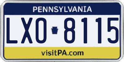 PA license plate LXO8115
