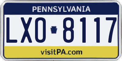 PA license plate LXO8117