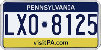 PA license plate LXO8125