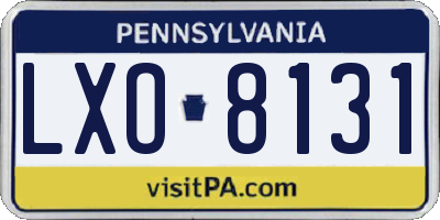 PA license plate LXO8131
