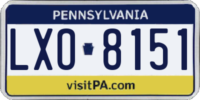 PA license plate LXO8151