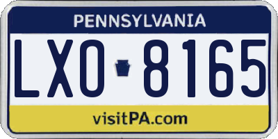 PA license plate LXO8165