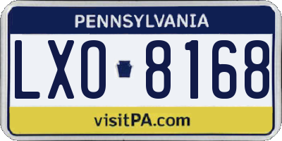 PA license plate LXO8168