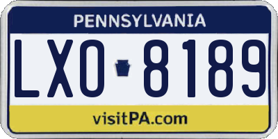 PA license plate LXO8189