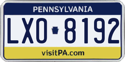 PA license plate LXO8192