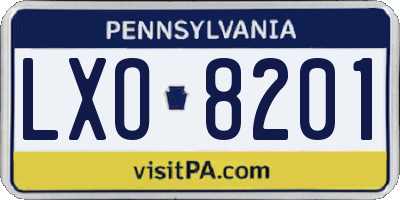 PA license plate LXO8201