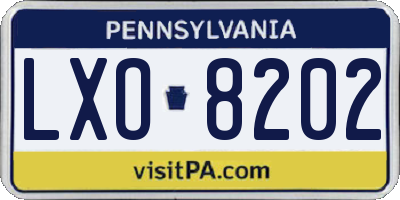 PA license plate LXO8202