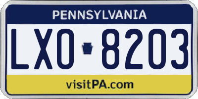 PA license plate LXO8203