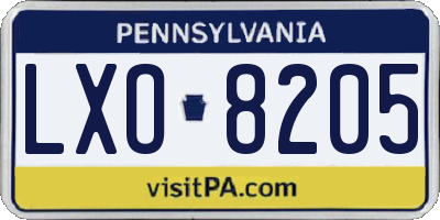 PA license plate LXO8205