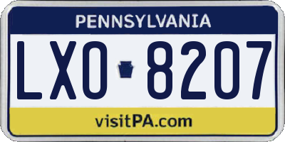 PA license plate LXO8207