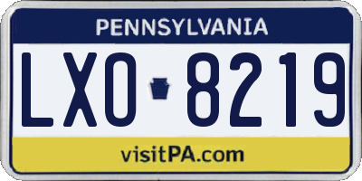PA license plate LXO8219