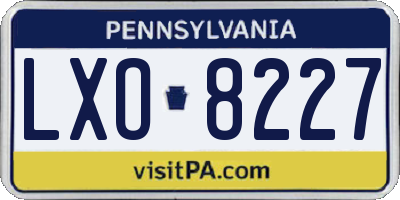 PA license plate LXO8227
