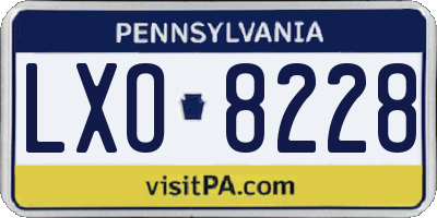 PA license plate LXO8228