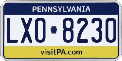PA license plate LXO8230
