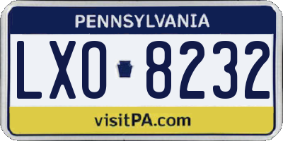 PA license plate LXO8232