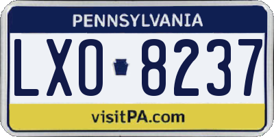 PA license plate LXO8237