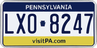PA license plate LXO8247