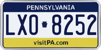 PA license plate LXO8252