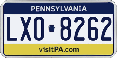 PA license plate LXO8262